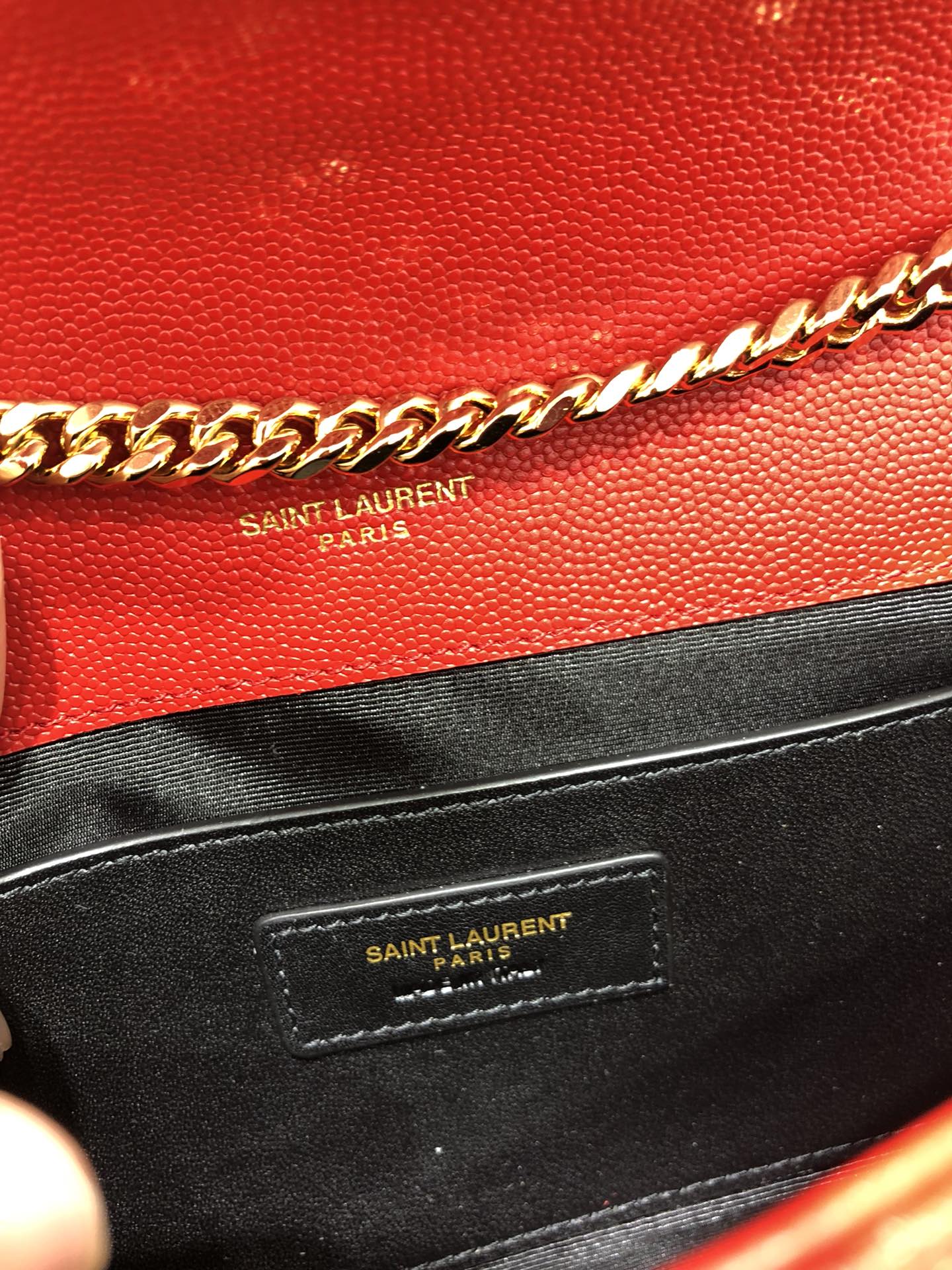 Saint Laurent Envelope Small Grain Quilted Calfskin Handbag Red 600195 